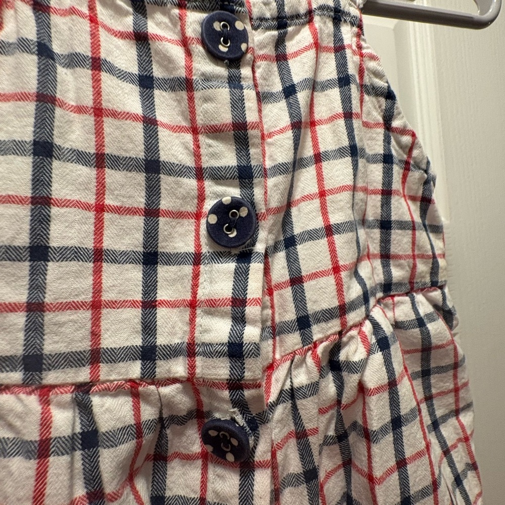 Red and Blue Ruffled Buttoned Sundress - Picture 2 of 4